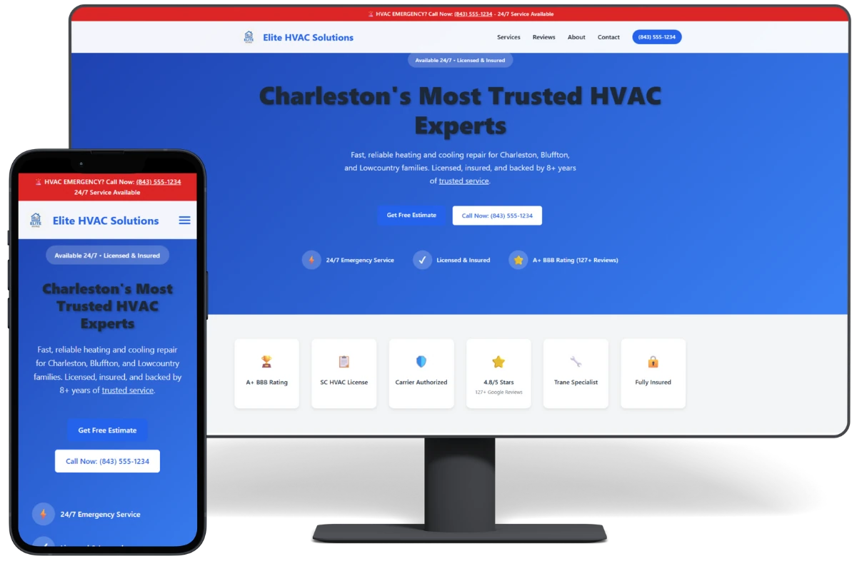 HVAC Professional Services Website Demo - Custom Web Design for Heating & Cooling Companies