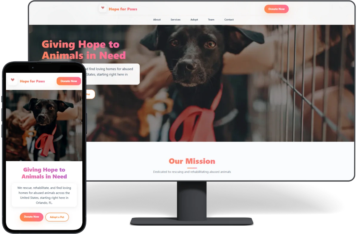 Animal Non-Profit Website Demo - Custom Web Design for Pet Rescue Organizations & Animal Shelters